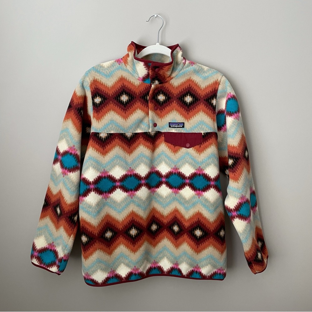 Patagonia Lightweight Synchilla Snap T Fleece Pullover Timber Twist Cinder Red